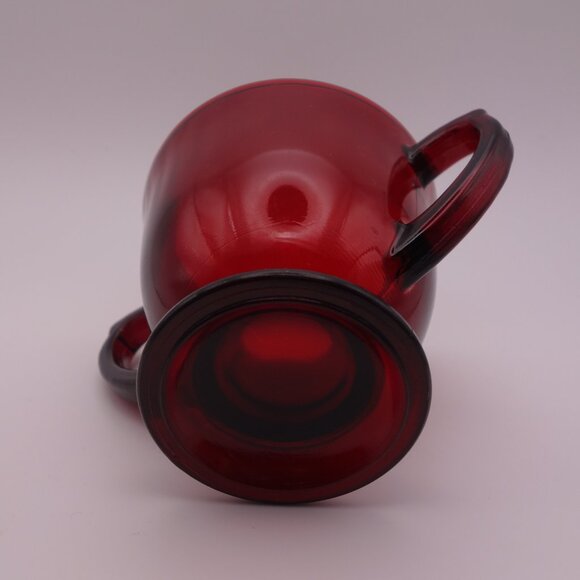 Red Glass Sugar Bowl and Milk Jug Set - Picture 4 of 16